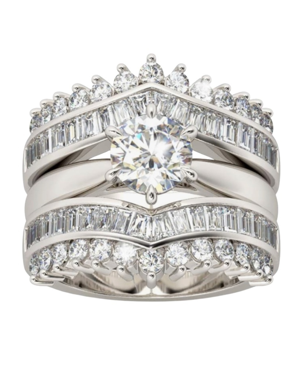 3pc CZ Statement Ring Set – Stackable Bands NWT - Picture 1 of 2